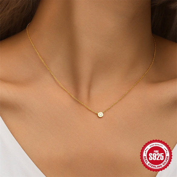 Wholesale S925 Sterling Silver Geometric Star Zircon Necklace With Electroplating Women's Light Luxury Minimalist All Match Clavicle Chain