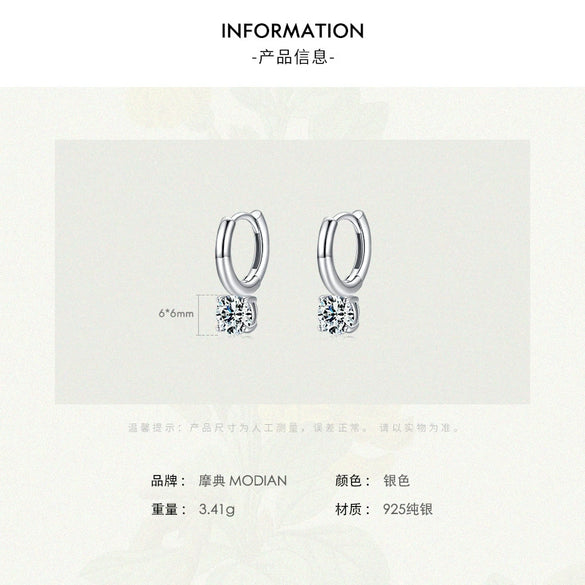 Wholesale S925 Sterling Silver Geometric Style Diamond Earrings For Women