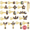 Wholesale S925 Sterling Silver Geometric Style Ear Jewelry With Environmentally Friendly Electroplating And Rainbow Stone