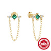 Wholesale S925 Sterling Silver Geometric Tassel Chain Diamond Embedded Ear Studs Earrings For Women