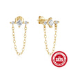 Wholesale S925 Sterling Silver Geometric Tassel Chain Diamond Embedded Ear Studs Earrings For Women