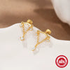 Wholesale S925 Sterling Silver Geometric Tassel Chain Flat Thread Piercing Ear Nail With Environmental Protection Electroplating For Unisex