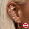 Wholesale S925 Sterling Silver Geometric Tassel Flat Head Threaded Piercing Earrings With Environmentally Friendly Electroplating