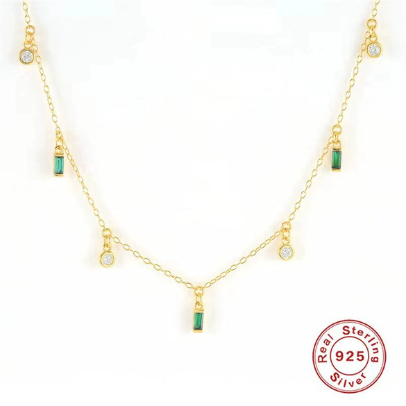 Wholesale S925 Sterling Silver Geometric Tassel Necklace With Inlay And O Chain For Women