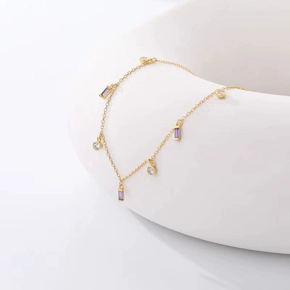 Wholesale S925 Sterling Silver Geometric Tassel Necklace With Inlay And O Chain For Women