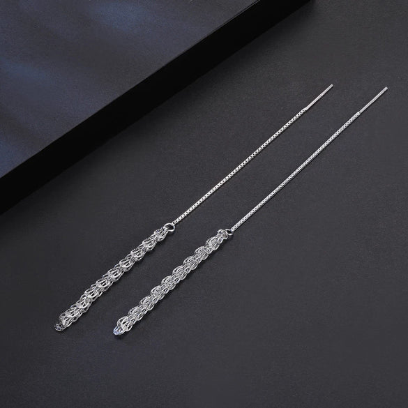 Wholesale S925 Sterling Silver Geometric Tassel Pendant Earrings Electroplated Factory Jewelry