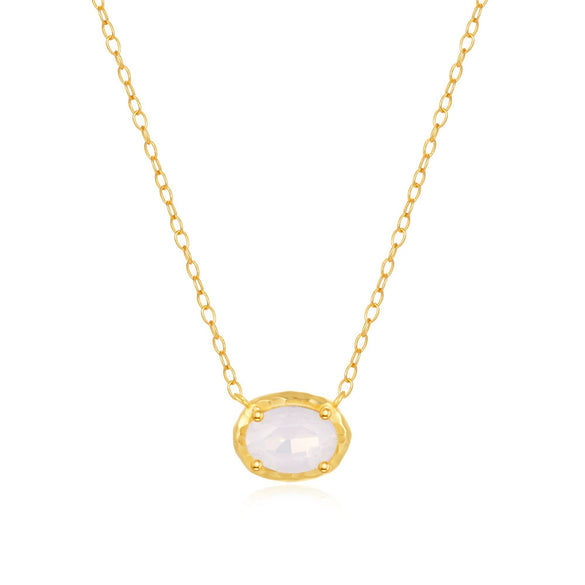 Wholesale S925 Sterling Silver Geometric Texture Powder Opal Necklace With Electroplating For Women