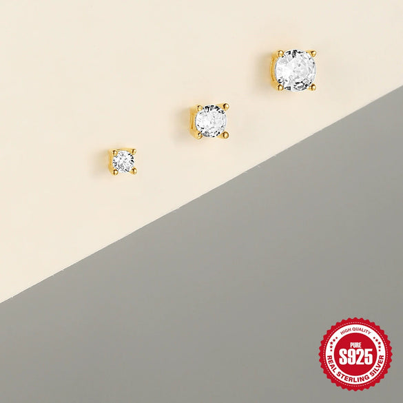 Wholesale S925 Sterling Silver Geometric Thread Piercing Earrings With Zircon And Environmentally Friendly Plating
