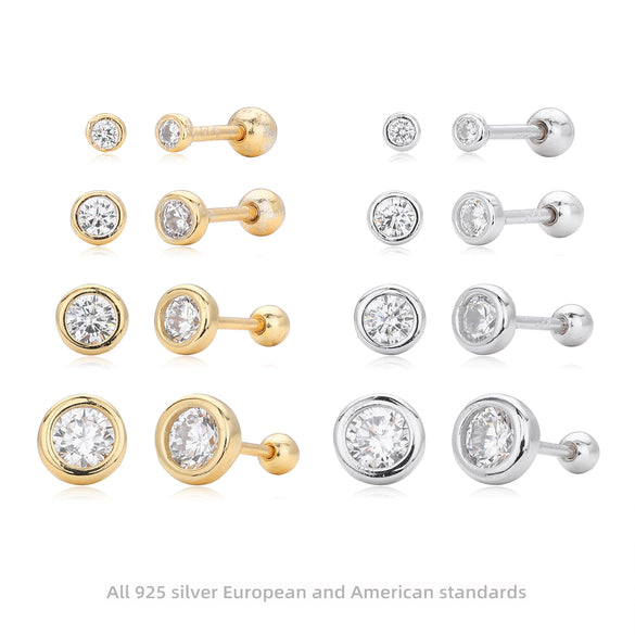 Wholesale S925 Sterling Silver Geometric Threaded Earrings Electroplated For Women