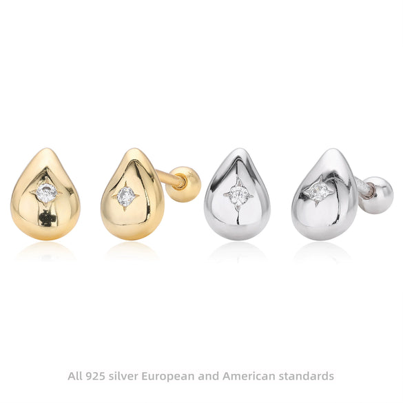 Wholesale S925 Sterling Silver Geometric Threaded Earrings Electroplated For Women