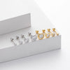 Wholesale S925 Sterling Silver Geometric Threaded Earrings Electroplated For Women