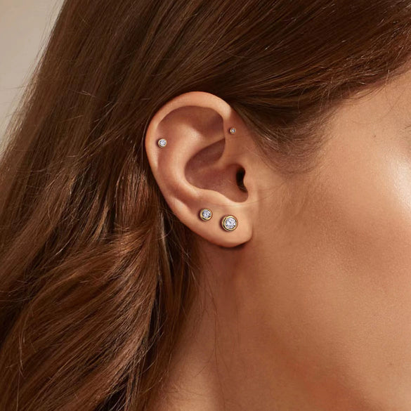 Wholesale S925 Sterling Silver Geometric Threaded Earrings Electroplated For Women