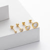 Wholesale S925 Sterling Silver Geometric Threaded Earrings Electroplated For Women