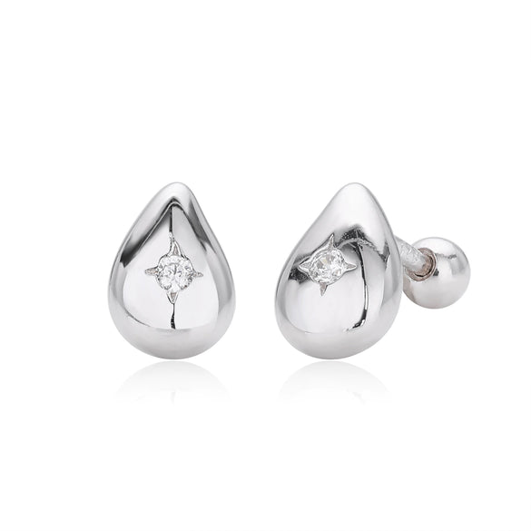 Wholesale S925 Sterling Silver Geometric Threaded Earrings Electroplated For Women