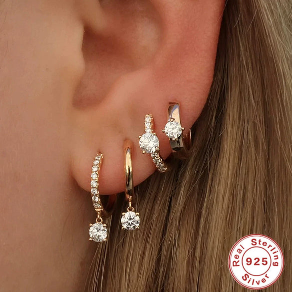 Wholesale S925 Sterling Silver Geometric Three Petal Flower Horse Eye Diamond Earrings With Electroplating For Women