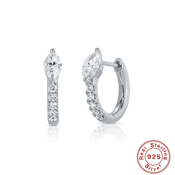 Wholesale S925 Sterling Silver Geometric Three Petal Flower Horse Eye Diamond Earrings With Electroplating For Women
