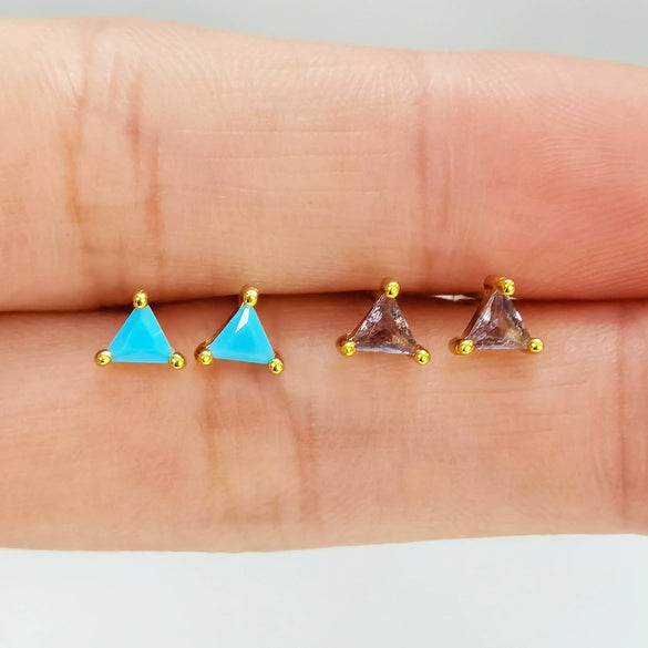 Wholesale S925 Sterling Silver Geometric Triangle Earrings With Diamond Design For Women