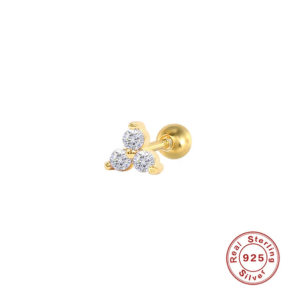 Wholesale S925 Sterling Silver Geometric Triangle Piercing Thread Earrings For Women With Environmental Protection Electroplating