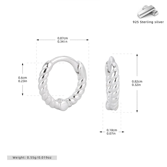 Wholesale S925 Sterling Silver Geometric Twist Circle Electroplated Women's Earrings