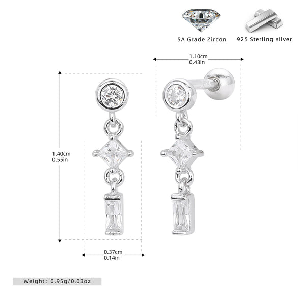Wholesale S925 Sterling Silver Geometric Twisted Bead Piercing Earrings Electroplated Fashion Style For Women