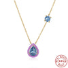 Wholesale S925 Sterling Silver Geometric Water Drop Enamel Drop Oil Pendant Necklace With Electroplating For Women
