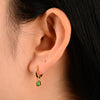 Wholesale S925 Sterling Silver Geometric Water Drop Shape Emerald Zircon Diamond Minimalist Style Women's Earrings