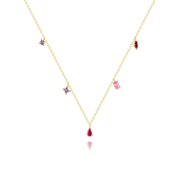 Wholesale S925 Sterling Silver Geometric Water Drop Zircon Diamond Pendant Clavicle Chain With Electroplating For Women