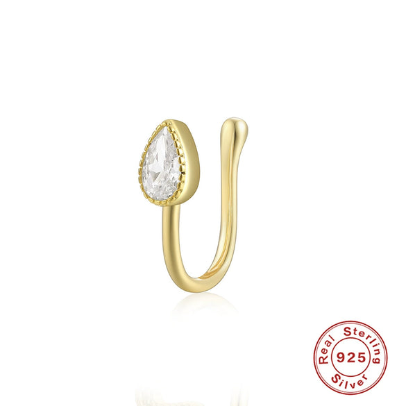 Wholesale S925 Sterling Silver Geometric Water Drops Lightning Diamond Nose Ring With Environmental Protection Electroplating For Women