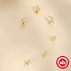 Wholesale S925 Sterling Silver Geometric Water Drops Opal Diamond Encrusted Electroplated Fashion Flat Back Puncture Thread Ear Bone Nail Ear Accessories For Women