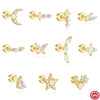 Wholesale S925 Sterling Silver Geometric Water Drops Opal Diamond Encrusted Electroplated Fashion Flat Back Puncture Thread Ear Bone Nail Ear Accessories For Women