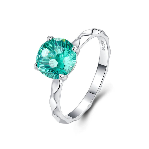 Wholesale S925 Sterling Silver Geometric Wavy Flower Pattern Fourprong Fireworks Cut Zircon Ring For Women