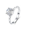Wholesale S925 Sterling Silver Geometric Wavy Flower Pattern Fourprong Fireworks Cut Zircon Ring For Women