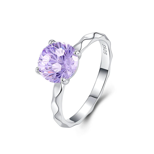 Wholesale S925 Sterling Silver Geometric Wavy Flower Pattern Fourprong Fireworks Cut Zircon Ring For Women