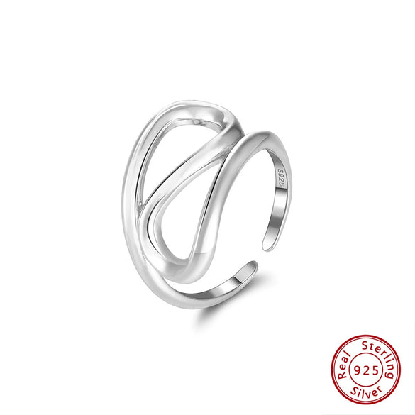 Wholesale S925 Sterling Silver Geometric Woven Twist Women's Open Ring Stacking Style
