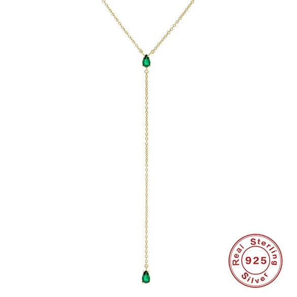 Wholesale S925 Sterling Silver Geometric Y Shaped Diamond Embedded Clavicle Necklace For Women
