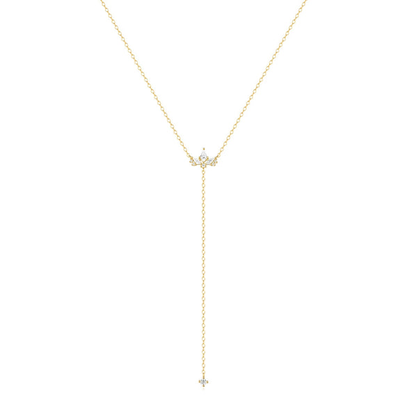Wholesale S925 Sterling Silver Geometric Yshaped Kiteshaped Diamondencrusted Zircon Electroplated Clavicle Necklace For Women