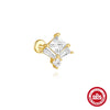 Wholesale S925 Sterling Silver Geometric Zircon Chain Double Ear Hole Fashion Earrings With Real Gold Plating