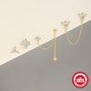 Wholesale S925 Sterling Silver Geometric Zircon Chain Double Ear Hole Fashion Earrings With Real Gold Plating