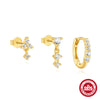 Wholesale S925 Sterling Silver Geometric Zircon Earrings 3Piece Set With Electroplating For Women