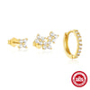 Wholesale S925 Sterling Silver Geometric Zircon Earrings 3Piece Set With Electroplating For Women