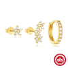 Wholesale S925 Sterling Silver Geometric Zircon Earrings 3Piece Set With Electroplating For Women