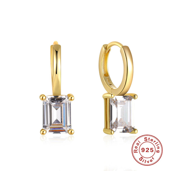 Wholesale S925 Sterling Silver Geometric Zircon Earrings With Electroplating Treatment For Women