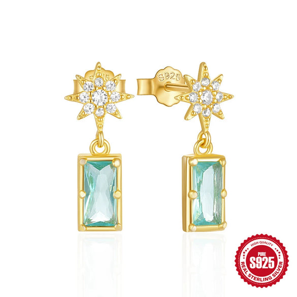 Wholesale S925 Sterling Silver Geometric Zircon Earrings With Electroplating Treatment For Women