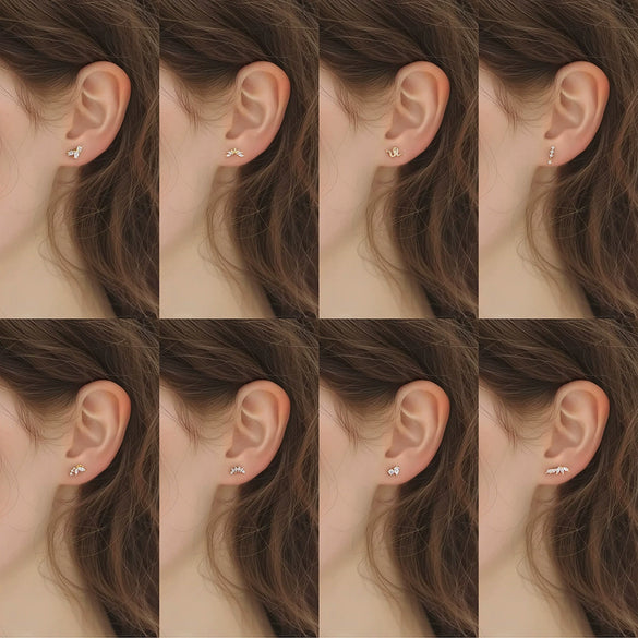 Wholesale S925 Sterling Silver Geometric Zircon Inlaid Women's Earrings