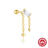 Wholesale S925 Sterling Silver Geometric Zircon Star Moon Eight Pointed Star Tassel Ball Piercing Ear Bone Nail Earrings With Electroplating