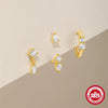 Wholesale S925 Sterling Silver Geometric Zircon Stitching Water Drop Element Women's Earrings Suit