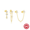 Wholesale S925 Sterling Silver Geometric Zircon Tassel Earrings With Electroplating