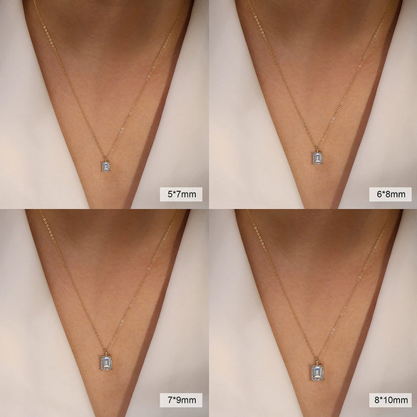 Wholesale S925 Sterling Silver Geometric Zirconium Pendant Necklace With Square Sugar Cube Design And Electroplating For Women