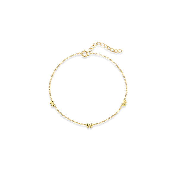 Wholesale S925 Sterling Silver Girly Elegant Golden Flower Bow Bracelet With Electroplating