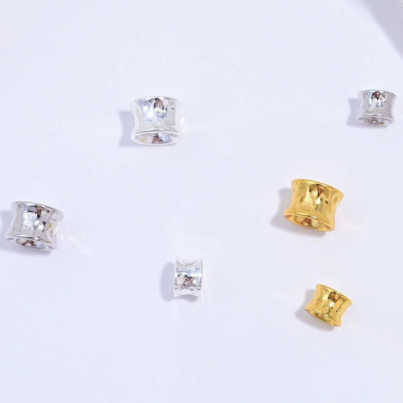 Wholesale S925 Sterling Silver Glossy Barrel Beads With Trumpet Pattern For Diy Bracelet Necklace Accessories Electroplating Process